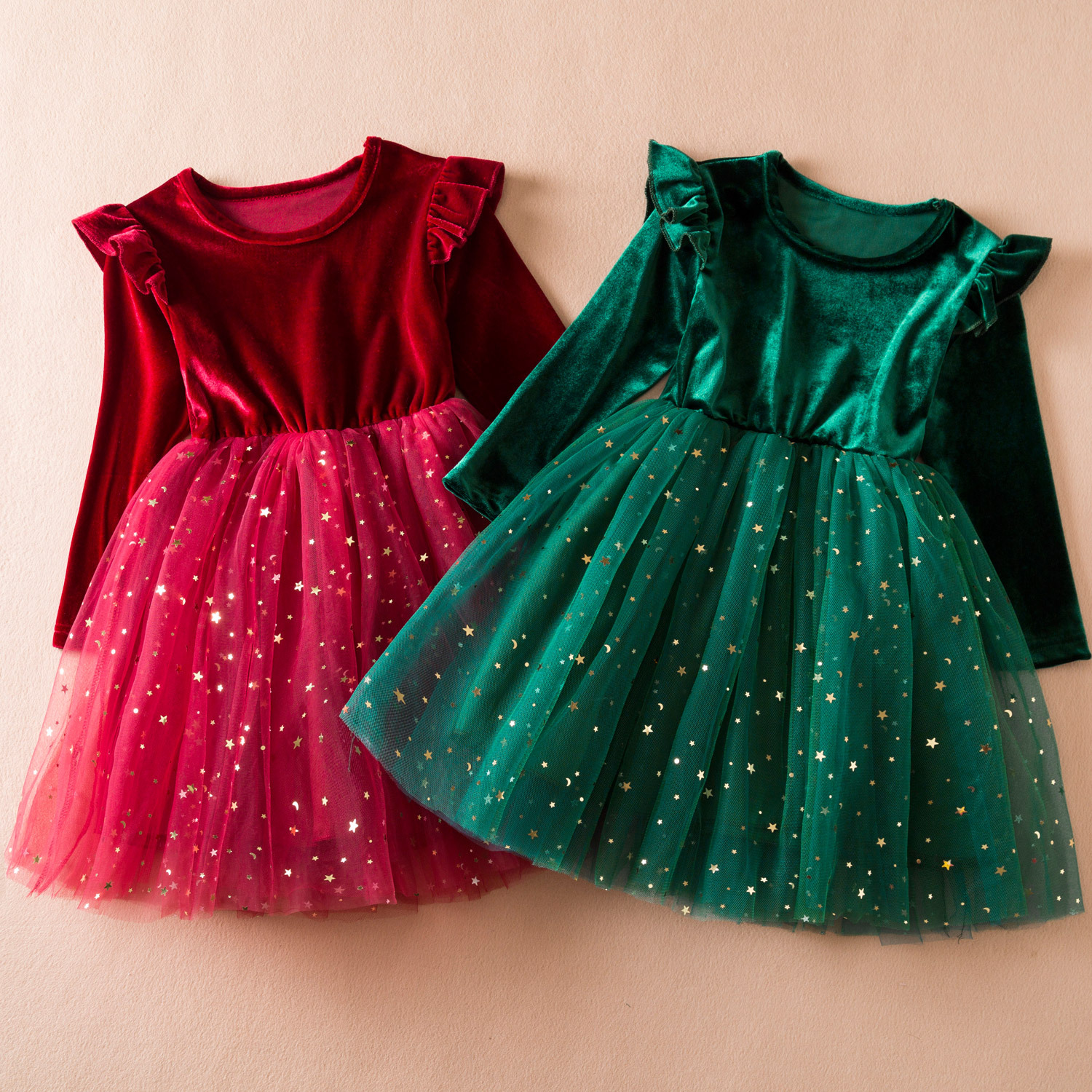 Toddler Girls Clothing Fashionable Star Sequined Mesh Princess Dress_voghion.com