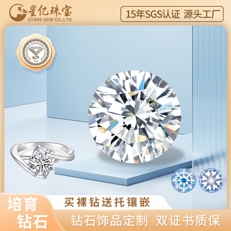 Free Igi Certified Lab-Grown Diamond Ring S925 Silver Synthetic Laboratory Loose Diamond Round Carat D Color Vvs Necklace for Women