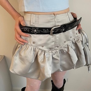 Rivet Inlaid Flower Belt Women's Skirt All-match Korean-style Jeans Belt High-style Tight Waist Slimming