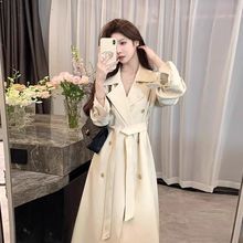 2025春秋中长款时尚英伦风衣女网红小个子设计感西装炸街外套潮