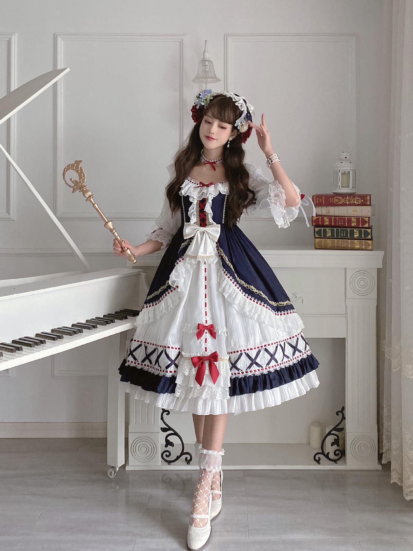 原创宫庭白雪姬洛丽塔女短袖连衣裙日常可爱Lolita甜美裙子6345-阿里巴巴