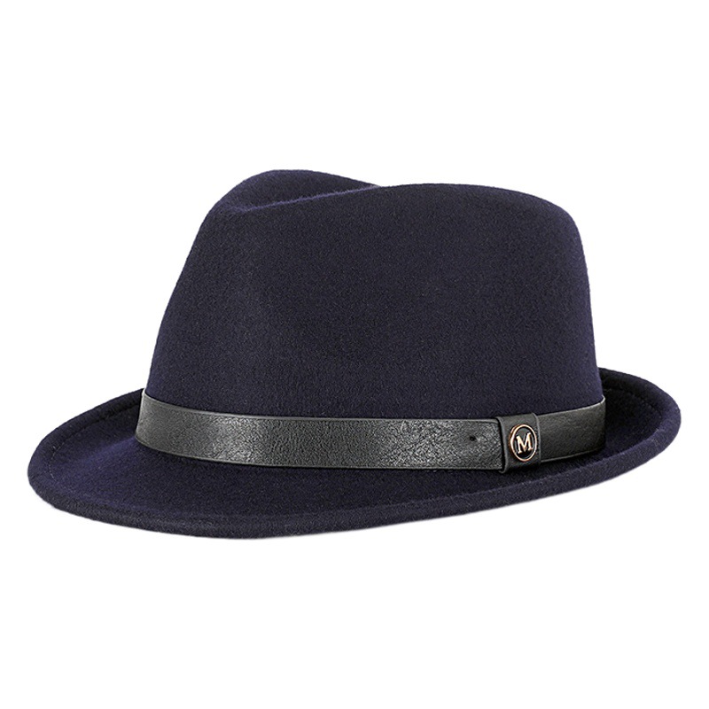 Sombrero Otoño e Invierno pura lana sombrero de jugador de bolos de lana retro francés británico Jazz sombrero rollo a lo largo de fieltro sombrero transfronterizo al por mayor