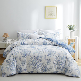 U.S. export quilt cover three-piece double bedding cross-border Amazon quilt cover to increase foreign trade manufacturers to send pillowcases