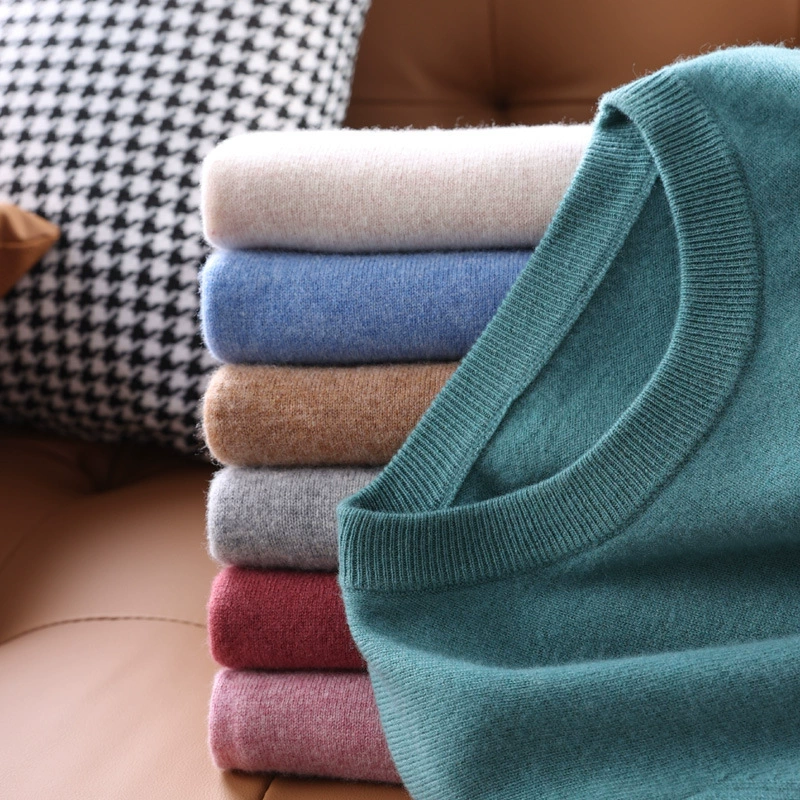 Легкий роскошный осенне-зимний свитер из чистой шерсти, мужской деловой Универсальный свитер с круглым вырезом, Повседневная однотонная вязаная Базовая рубашка с V-образным вырезом