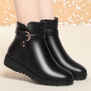 A generation of hair winter new short boots women fleece-lined padded warm women's boots thick with soft bottom middle-aged mother cotton shoes