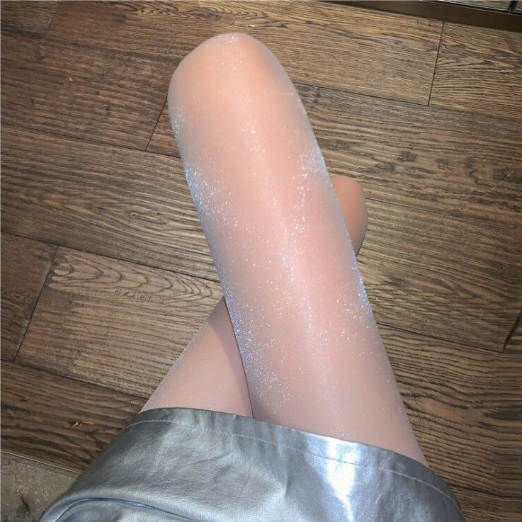 新吸管少女珠光丝袜女闪光薄款网红主播甜美仙女亮晶ins光腿神器