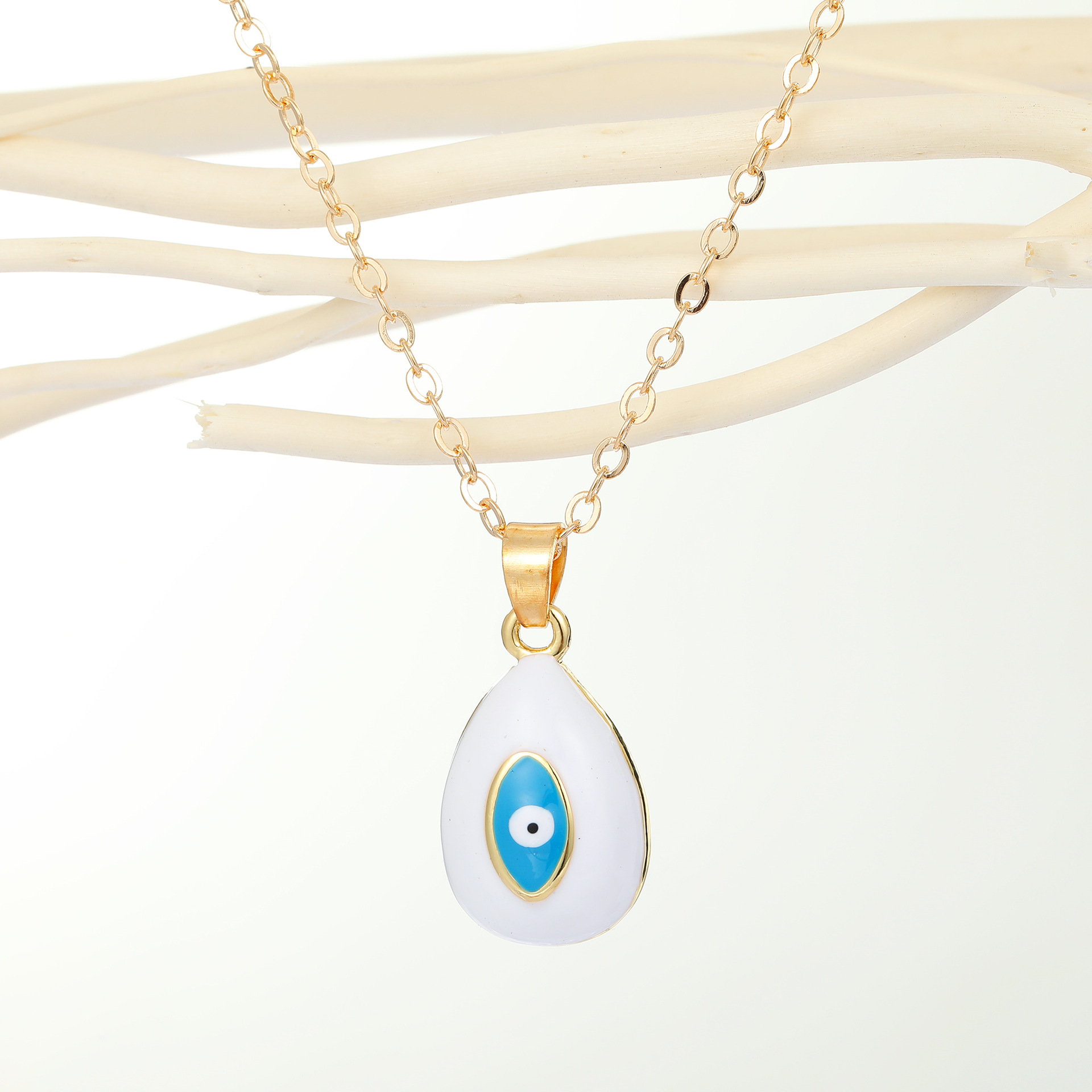 Fashion Demon Eye Water Drop Pendant Multicolor Necklace display picture 7