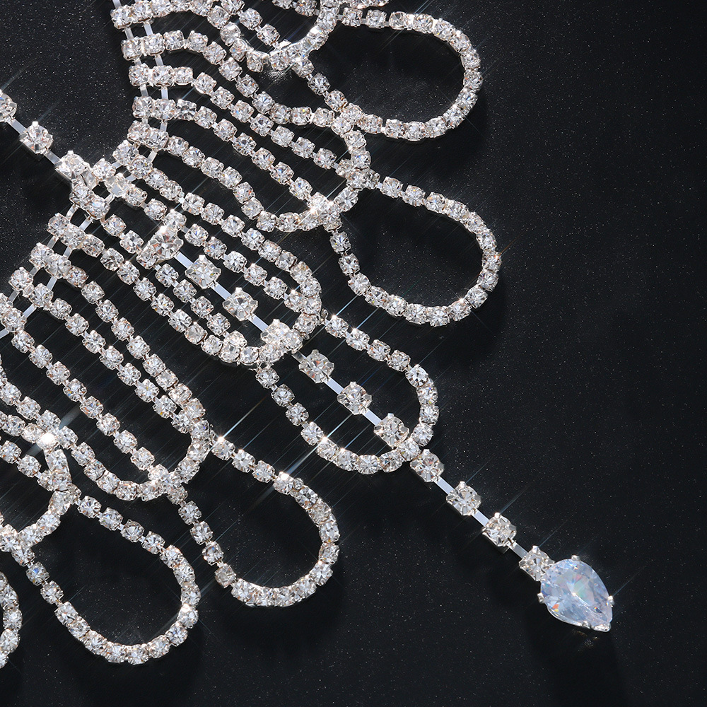 AliExpress Venta caliente ZIRCON Cadena de pelo europeo y americano multi-capa borla rhinestone colgante frente cadena accesorios para el cabello tocado