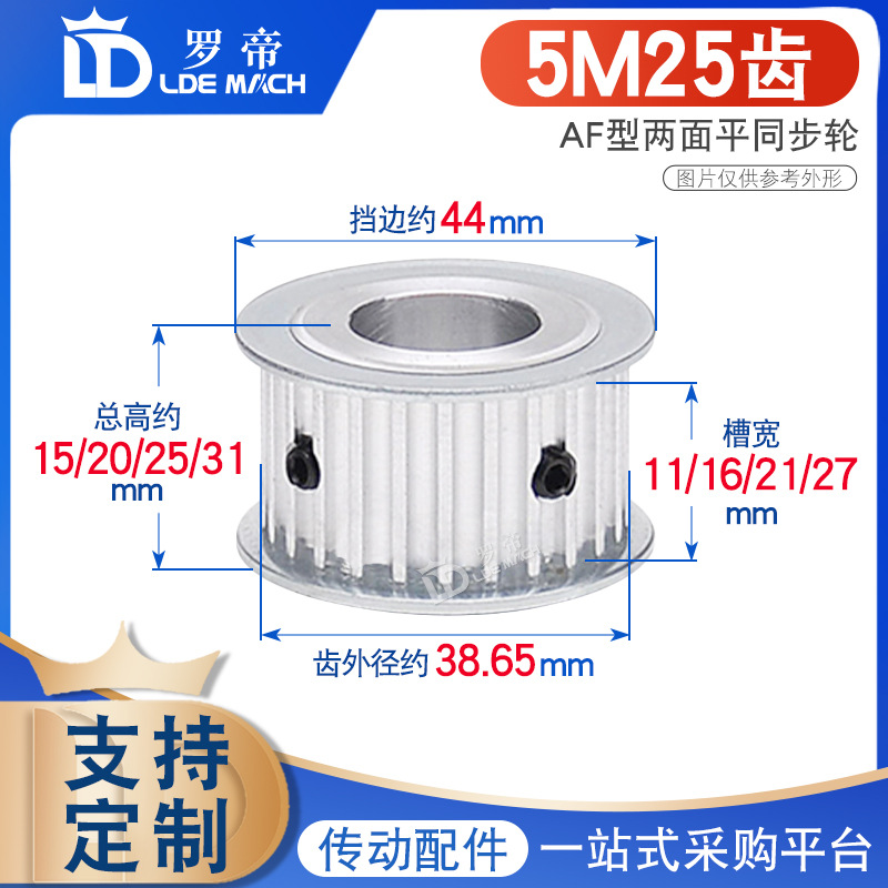 两面平5M25齿/T同步轮 槽宽11/16/21/27AF型 同步皮带轮 孔5-25mm