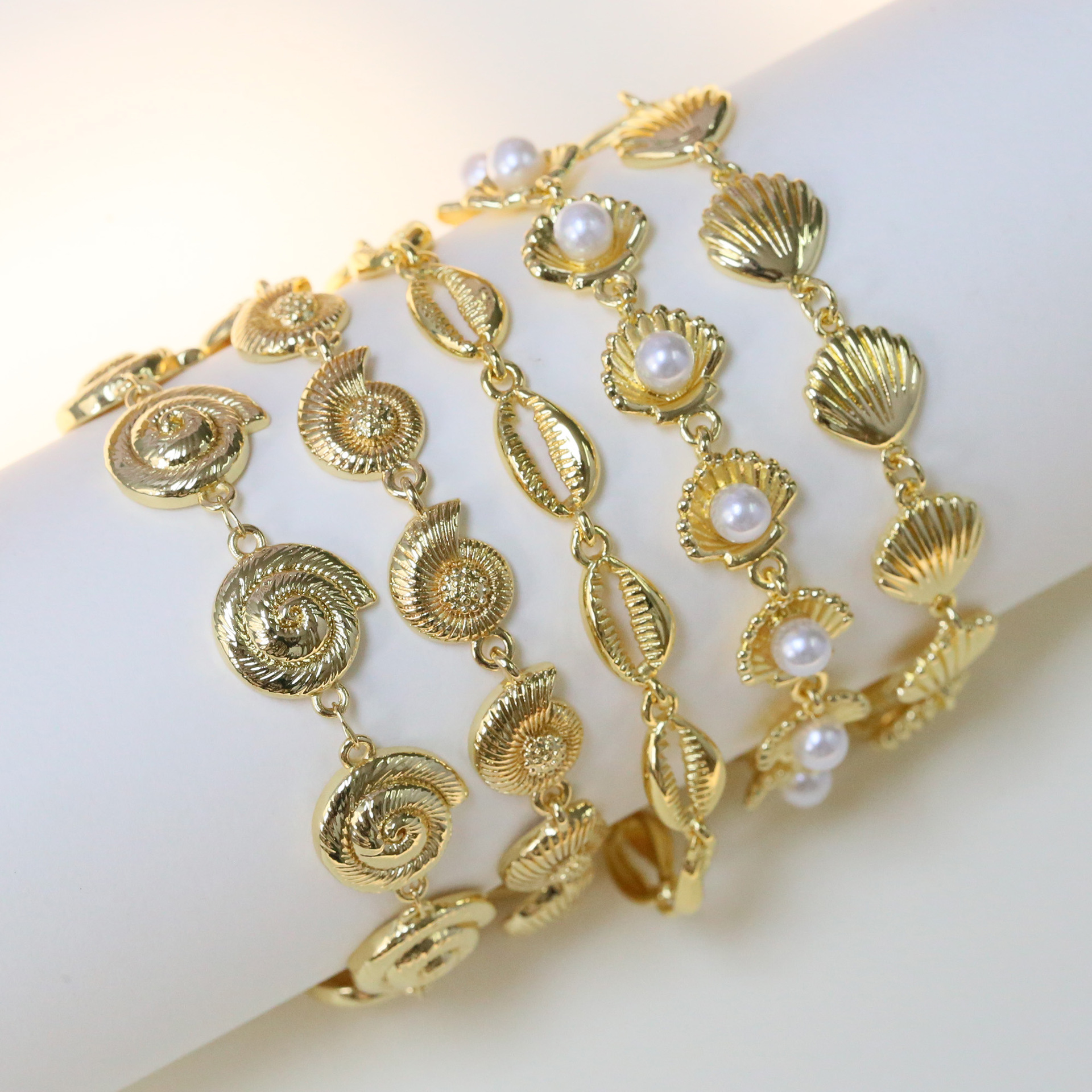 16g Weight Lobster Trigger Clasp Closure Clasp Closure Type Copper Pendant Material Wholesale Jewelry Beach Modern Style Conch Shell Copper Plating Bracelets