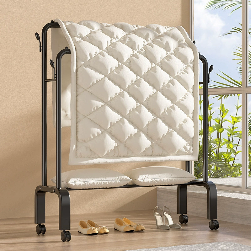 Напольная сушилка для одежды для домашнего использования, вешалка для одежды в спальне, стеллаж для хранения одежды в комнате, вешалка для одежды с двумя перекладинами.