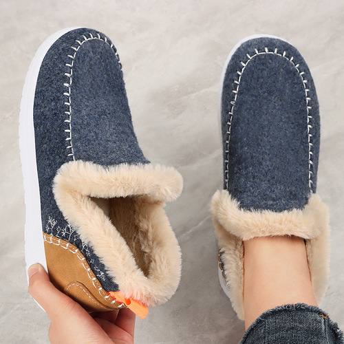 Winter New Cross-border Women's Shoes Cotton Shoes One-step Convenient Short Boots Fashion Warm Cotton Boots Fleece Thickened Snow Boots 