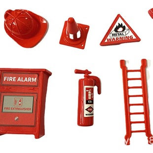 8 pieces of fire-fighting tools toy accessories play house miniature doll house safety protection fire-fighting appliances furnishings 30g