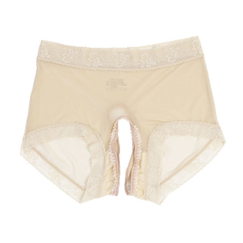 Kissing crotchless underwear sexy fully transparent high-waisted seamless silky flying naked sexy large size triangle shorts for women