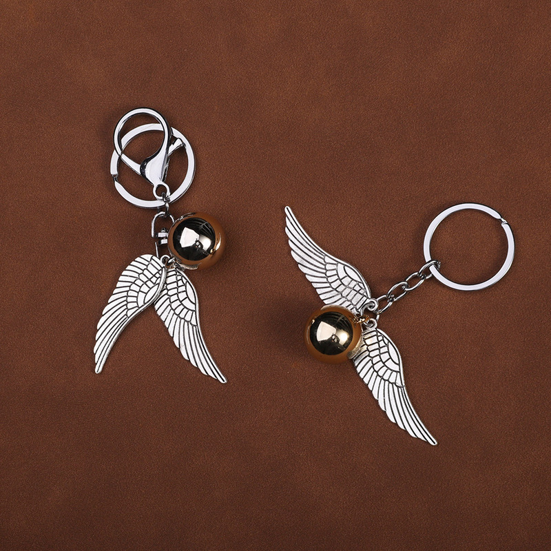 Cross-Border Best-Selling Harry Potter Golden Snitch Winged Keychain Bohemian Style Golden Sphere Pendant