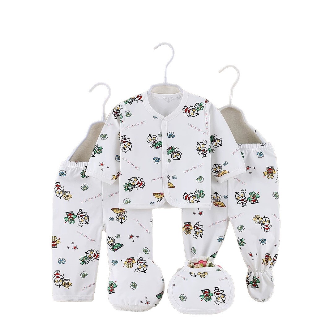 Comercio extranjero transfronterizo cinco piezas baby baby set impresión digital verano delgado Dyson algodón y lino bolsa de regalo