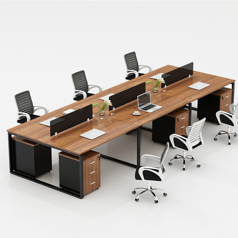 Manufacturer Wholesale Office Desk and Chair Combination Computer Desk Card Holder 4/6 Person Employee Desk Workstation Staff Simple