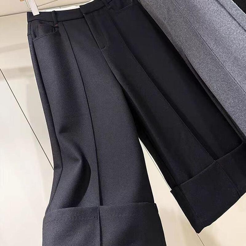 Wool High-Waisted Fleece-Lined Wide-Cuff Twill Bootcut Pants 2025 Niche Fashionable Thickened Dress Pants 7/8 Length Pants Wool High-Waisted Fleece-Lined Wide-Cuff Twill Bootcut Pants 2025 Niche Fashionable Thickened Dress Pants 7/8 Length Pants