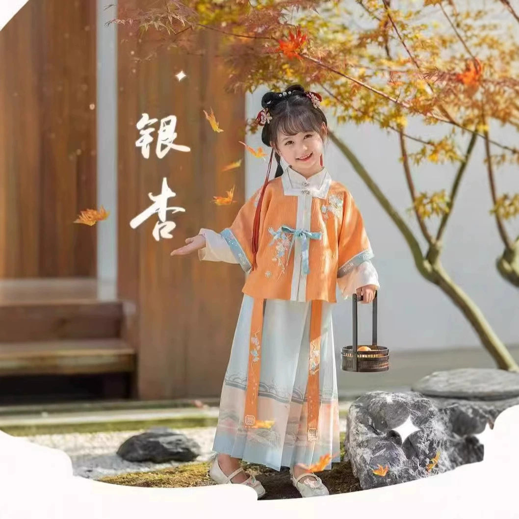 Hanfu Girl Весенняя и осенняя старинная супер сказочная костюмная юбка в китайском стиле детская одежда Tang Ming маленькая девочка платье принцессы