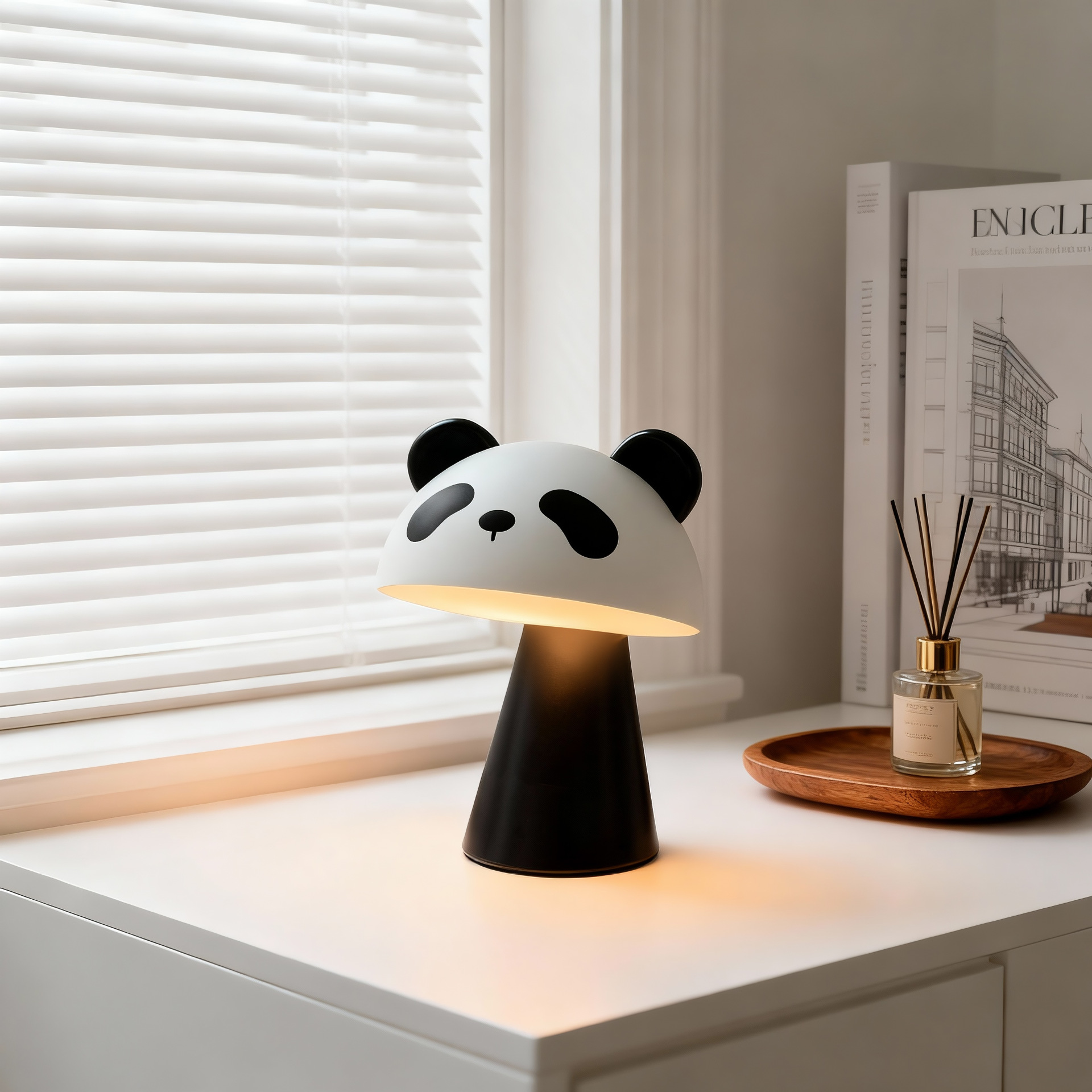 Panda palpitante lámpara de noche carga encantadora lámpara de escritorio de hongos de dibujos animados dormitorio cabezal de cama luz de atmósfera luz de noche para niños