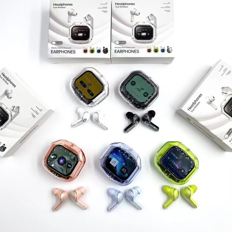 AIRMAX Bluetooth ヘッドセット LCD タッチ カラー スクリーン ノイズリダクション インイヤー透明モデル 超長バッテリー寿命スポーツヘッドセット|undefined