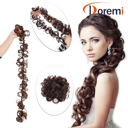 Factory wholesale, custom processing of cross-border European and American wigs—hairpieces, hair ties, buns, high-temperature silk synthetic hair.