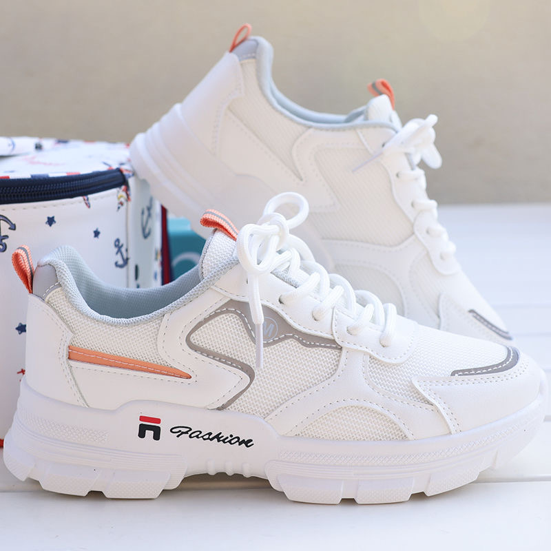 2025 verano nuevas zapatillas deportivas huecas para mujeres transpirables estilo coreano zapatos casuales de malla zapatos de papá zapatos pequeños zapatos blancos