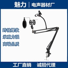 跨境专业直播话筒支架悬臂折叠桌面带防喷悬臂支架金属支架