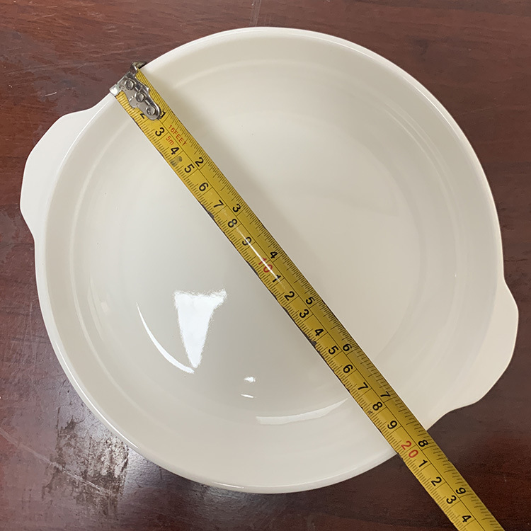 Plato de porcelana blanca de magnesio para salteados, plato para pescado al vapor, plato de forma irregular, plato para hotel, plato para vaporizar con doble asa, plato para abulón, vajilla especial.