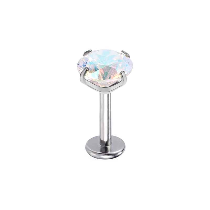 Customized Long Tooth Style G23 Titanium Alloy 5A Zircon Lip Nail F136 Tongue Nail Lip Ornament Ear Nail Piercing Jewelry detail image 7