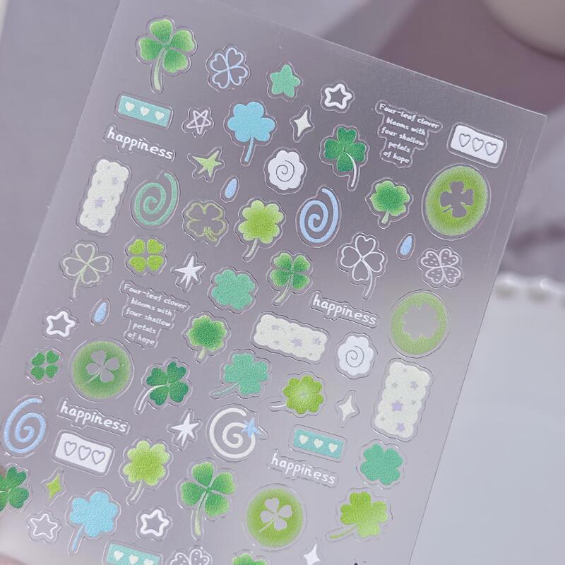 Lucky Four-Leaf Clover Nail Stickers 5D Embossed Creative Four-Leaf Clover Patches DIY Nail Art Decorations Sl Model Lucky Four-Leaf Clover Nail Stickers 5D Embossed Creative Four-Leaf Clover Patches DIY Nail Art Decorations Sl Model