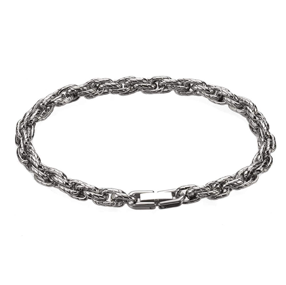 Trendy Cross-Border Stainless Steel Braided Embossed Cuban Necklace Jewelry Clasp Handmade Chain Fashion Clothing_voghion.com
