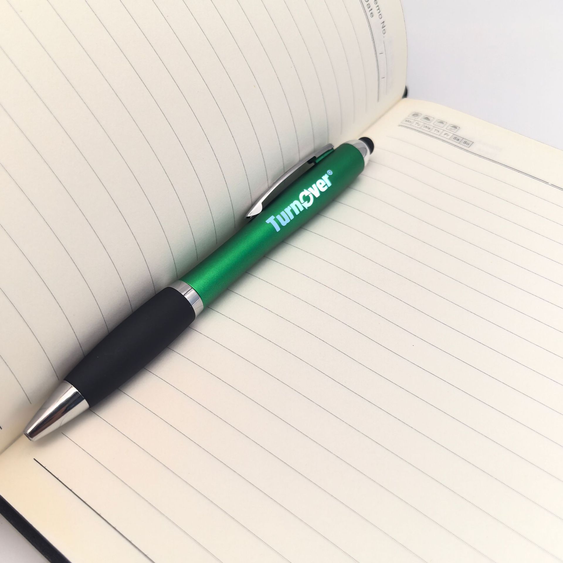Creativo LED luminoso bolígrafo de publicidad rotativo táctil bolígrafo de regalo logotipo luminoso bolígrafo de caja de luz transfronteriza
