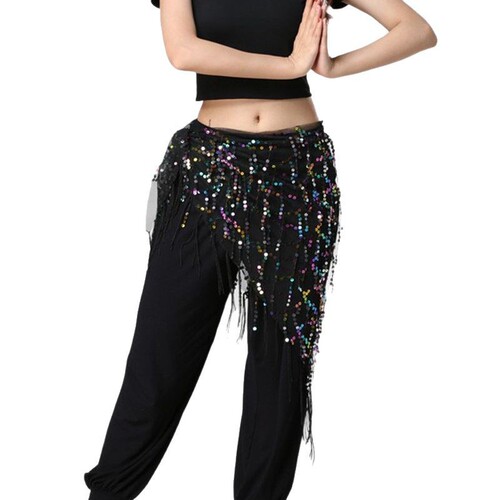 Dance dress sequins tassel triangular towel performance hip towel exercise waist chain waist towel belly dance waist chain Europe and America