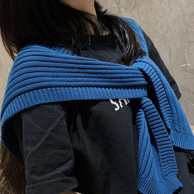 Outside the ride knitting Shawl summer air conditioner Stand on another Korean Edition Versatile Tie scarf cervical vertebra cloak Collar jacket