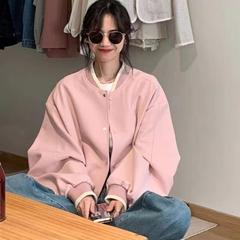 韓国系ピンク野球服のコート女性の薄い春の新系の高級感があります。