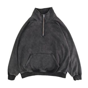 Sweatshirt with zipper, retro fleece jacket for men and women, with a zipper, American style, increased thickness