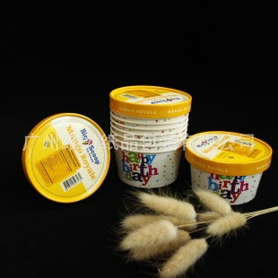 8oz 240ml Custom Printed Disposable Thickeneded Ice Cream Paper Cup Ice Cream Cup Pudding Cup with Lid