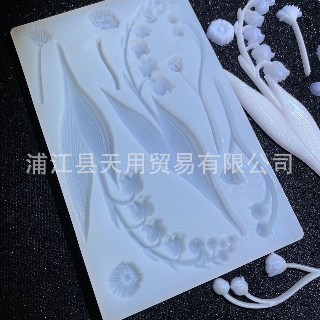 Fondant rama flor lirio silicona molde joyería Mesa decoración teléfono móvil Shell creativo teléfono móvil soporte escritorio Decoración