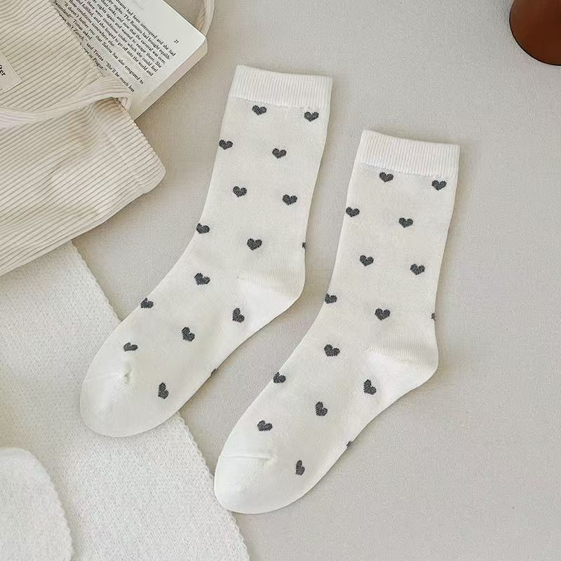2025 nuevos calcetines de primavera y otoño retro punto de onda pequeño amor de color sólido calcetines simples versátiles calcetines de mujer image 7
