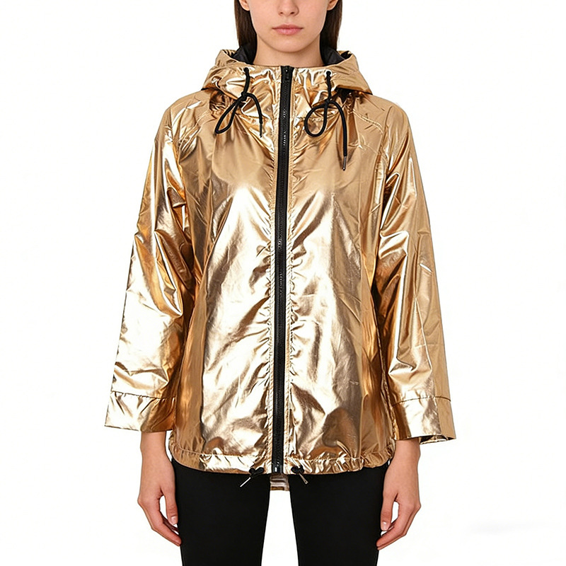 Golden Shiny Raincoat, Cross-Border Iridescent Jacket, Fashionable Colorful Clothing, Foreign Trade Export Metallic Silver Laser Jacket