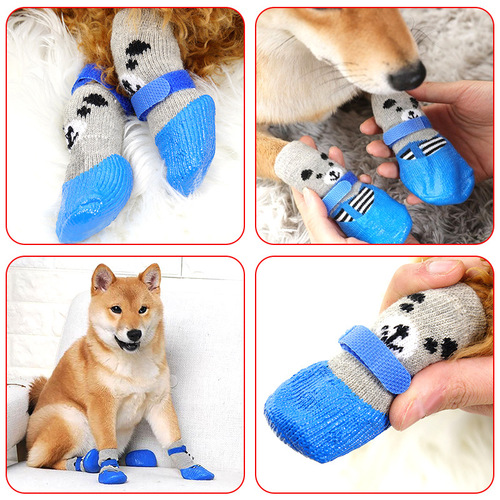 Pet socks do not fall off straps pet rain boots dog foot covers fixed belt pet socks anti-fall off leggings Velcro
