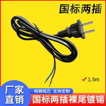 純銅國標兩插線兩芯電源線42007扁插裸線尾鍍錫焊接線250瓦