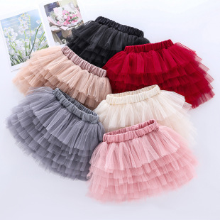 2024 New Six-Layer Gauze Skirt, Export Popular Children's Skirt, Girl's Mesh Versatile Waist Skirt, Medium and Large Children's Skirt