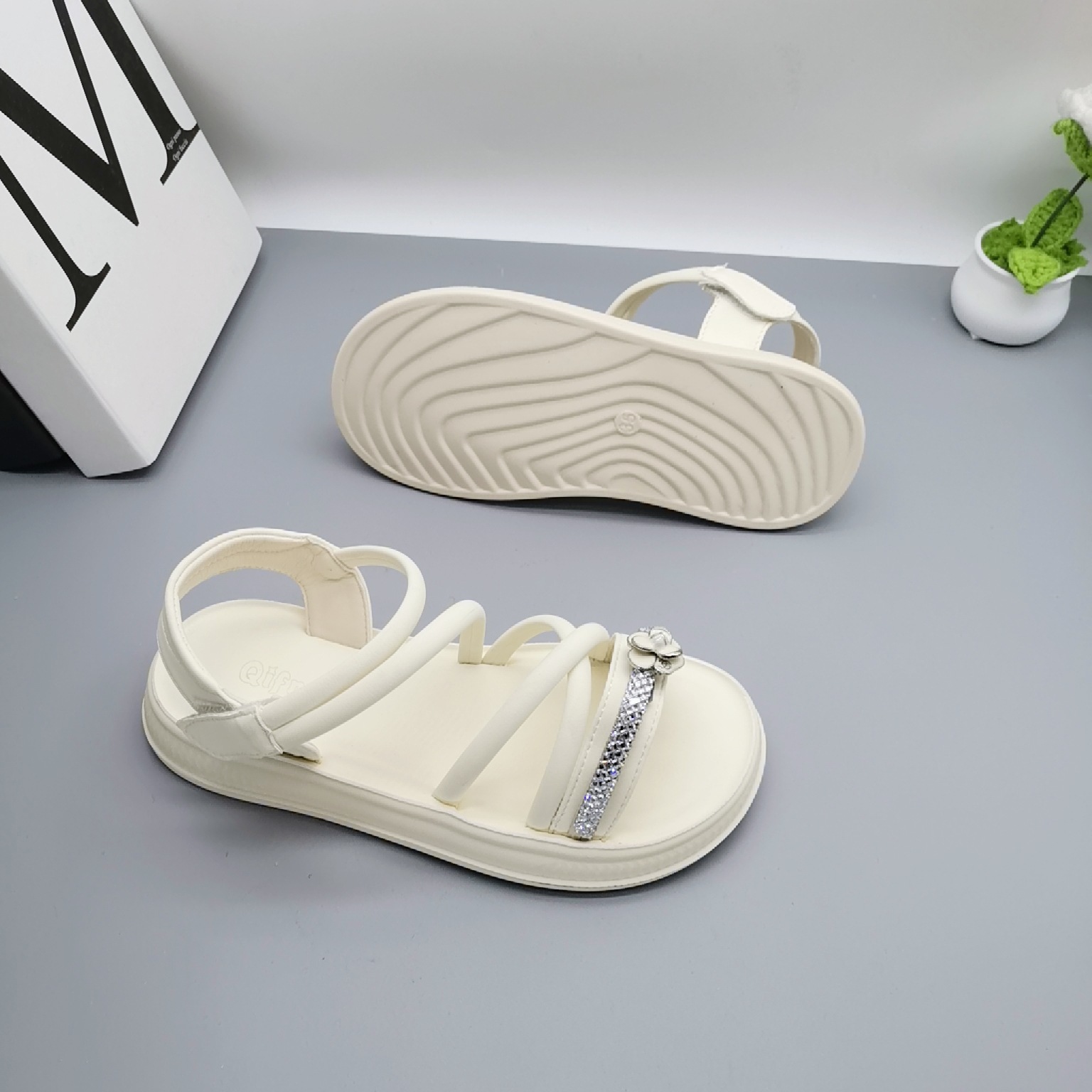 35-40 Tamaño de verano explosivo sandalias retró 9 - 15 años de edad zapatos casuales zapatos de playa princesa tendón antideslizante