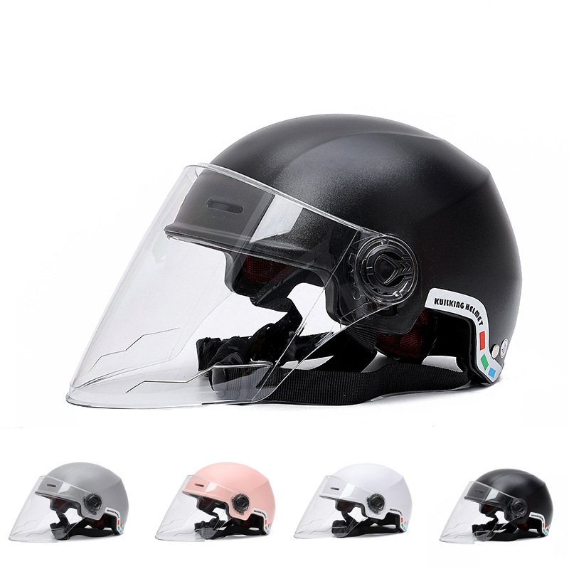 Cascos de automóviles eléctricos certificados 3c cascos de montar para mujeres y hombres cuatro estaciones cascos de protección solar universales de verano con batería de automóviles medio casco