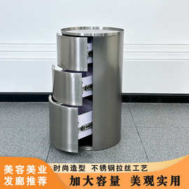 网红理发店不锈钢工具柜发廊专用美发店三层收纳储物柜剪发置物柜