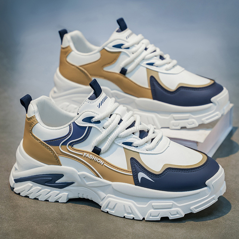 Zapatos de hombre 2026 primavera nueva tendencia de color contraste de fondo grueso alto zapatos de papá estación europea de alta calidad zapatos deportivos casuales