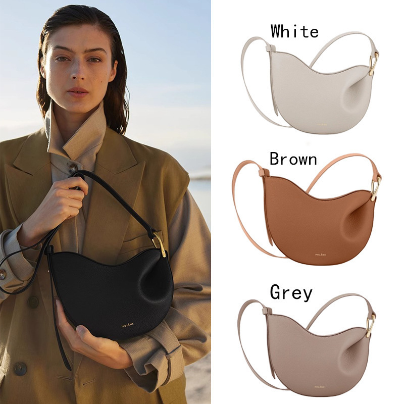 In-Stock Instant Delivery Polene Pea Bag Tonca Genuine Leather Pebbled Pattern Shoulder Crossbody Designer Women's Bag Light Luxury