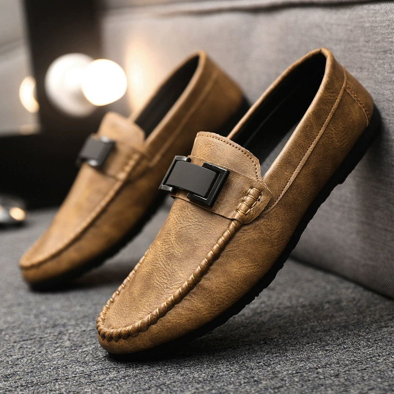 Мужские туфли в британском стиле, кожаные лоферы на мягкой подошве, мужские летние повседневные туфли на толстой подошве, стильная мужская деловая обувь, износостойкие.
